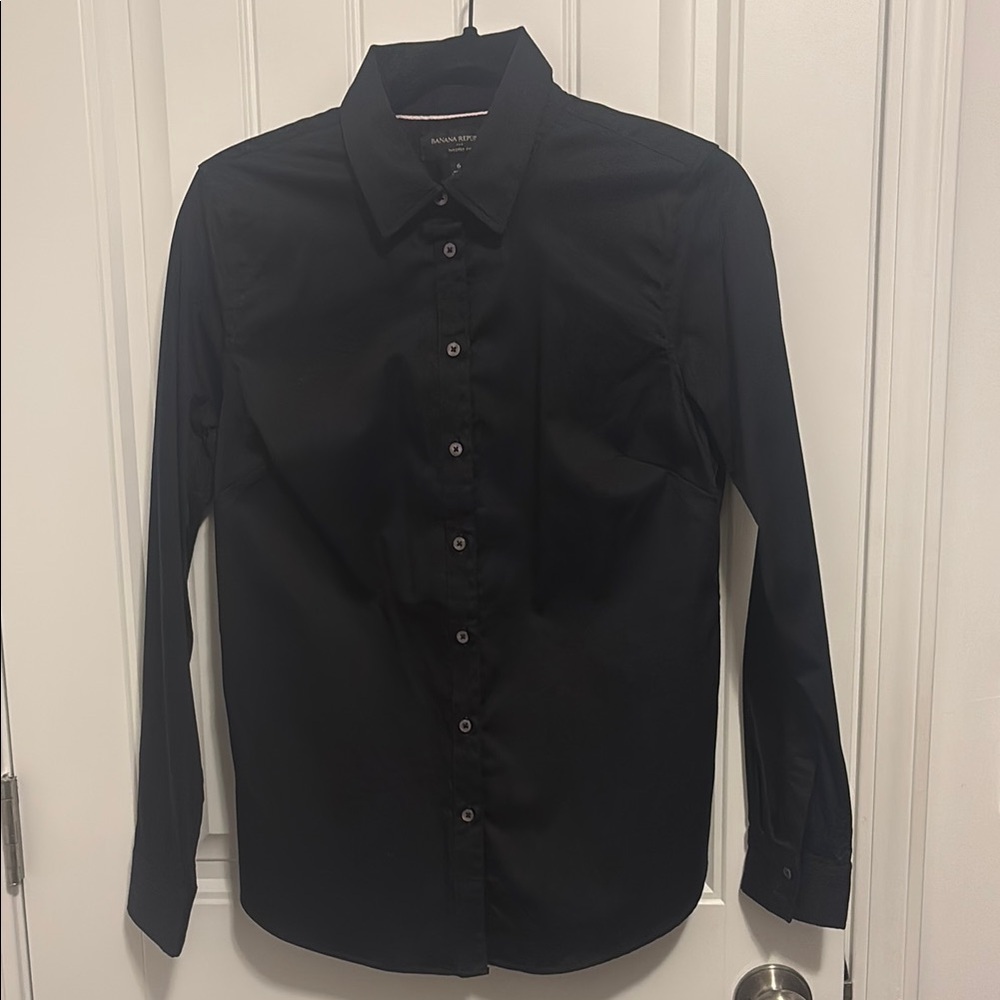 Banana Republic Black Button Down Shirt Tailored Fit